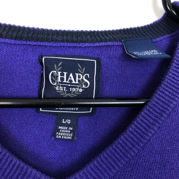 Chaps Cashmere Blend V-Neck Sweater Sz L - Picture 3 of 7